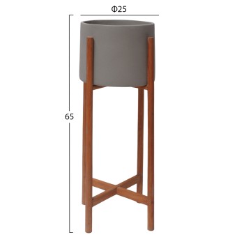 INDOOR POT RENTIL FK4684.03L FIBER CEMENT IN GREY COLOR--TEAK BASE Φ27x66Hcm INDOOR POT RENTIL FK4684.03L FIBER CEMENT IN GREY COLOR--TEAK BASE Φ27x66Hcm