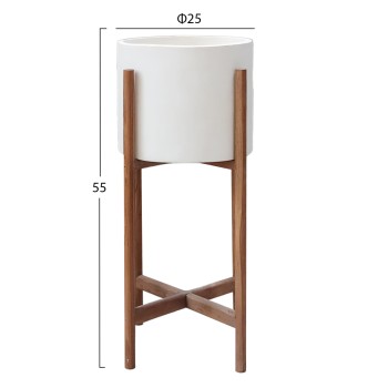 INDOOR POT RENTIL FK4684.02S FIBER CEMENT IN WHITE COLOR--TEAK BASE Φ27x56Hcm INDOOR POT RENTIL FK4684.02S FIBER CEMENT IN WHITE COLOR--TEAK BASE Φ27x56Hcm