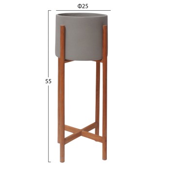INDOOR POT RENTIL FK4684.03S FIBER CEMENT IN GREY COLOR--TEAK BASE Φ27x56Hcm INDOOR POT RENTIL FK4684.03S FIBER CEMENT IN GREY COLOR--TEAK BASE Φ27x56Hcm