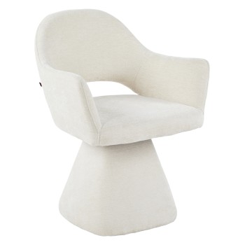 SWIVEL DINING CHAIR SIMA FK18360.02 LINEN FABRIC IN ECRU 64x61x84.5Hcm