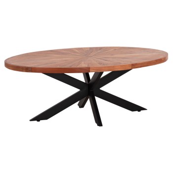 COFFEE TABLE OVAL MONTANA SUPERIOR FK9906 ACACIA WOOD-METAL 120x61x45Hcm.