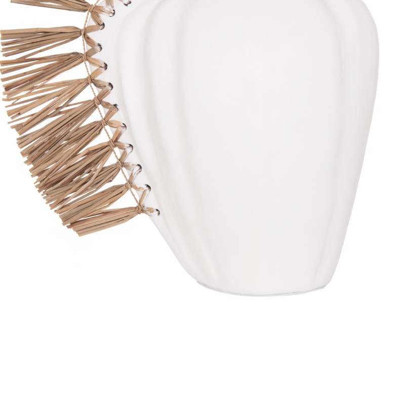 TABLE DECORATIVE VASE JEBB FK4689.02 TERRACOTA IN WHITE & GRASS--32x15x33Hcm. TABLE DECORATIVE VASE JEBB FK4689.02 TERRACOTA IN WHITE & GRASS--32x15x33Hcm.