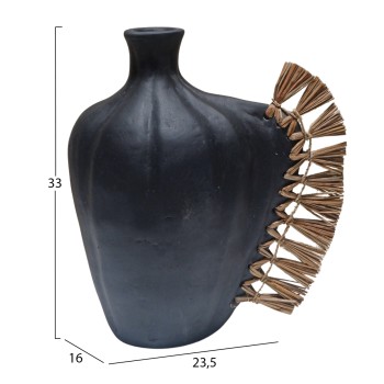 TABLE DECORATIVE VASE JEBB FK4689.01 TERRACOTA IN BLACK & GRASS--32x15x33Hcm. TABLE DECORATIVE VASE JEBB FK4689.01 TERRACOTA IN BLACK & GRASS--32x15x33Hcm.