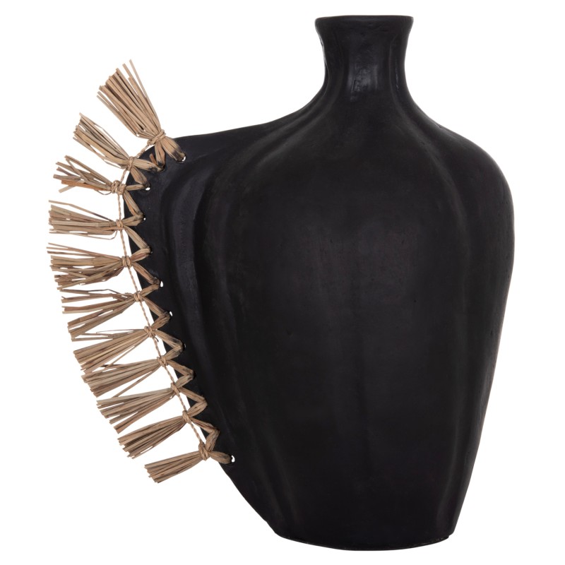 TABLE DECORATIVE VASE JEBB FK4689.01 TERRACOTA IN BLACK & GRASS--32x15x33Hcm. TABLE DECORATIVE VASE JEBB FK4689.01 TERRACOTA IN BLACK & GRASS--32x15x33Hcm.
