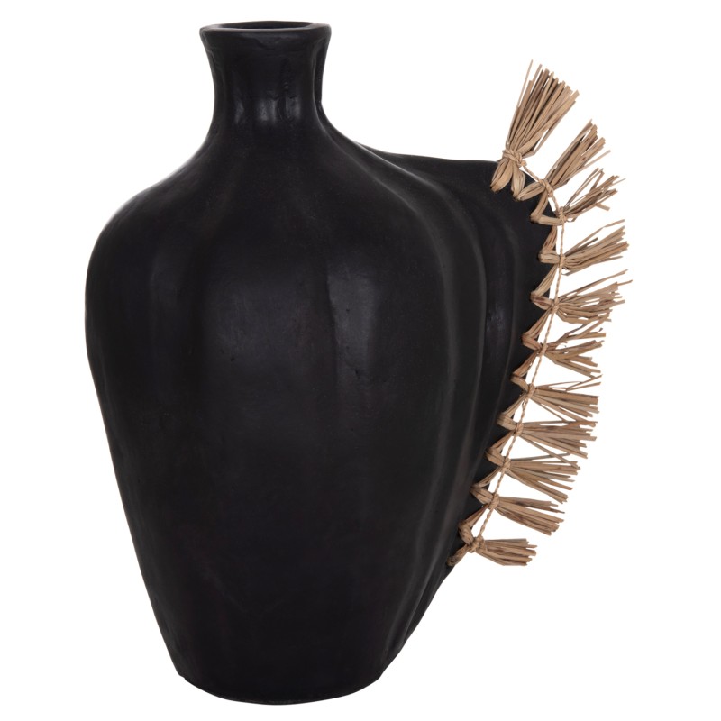TABLE DECORATIVE VASE JEBB FK4689.01 TERRACOTA IN BLACK & GRASS--32x15x33Hcm. TABLE DECORATIVE VASE JEBB FK4689.01 TERRACOTA IN BLACK & GRASS--32x15x33Hcm.