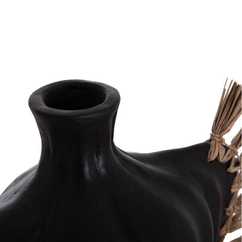 TABLE DECORATIVE VASE JEBB FK4689.01 TERRACOTA IN BLACK & GRASS--32x15x33Hcm. TABLE DECORATIVE VASE JEBB FK4689.01 TERRACOTA IN BLACK & GRASS--32x15x33Hcm.