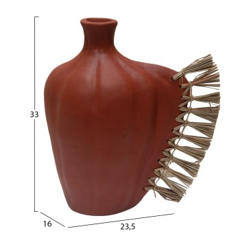TABLE DECORATIVE VASE JEBB FK4689.08 TERRACOTA IN NATURAL & GRASS--32x15x33Hcm. TABLE DECORATIVE VASE JEBB FK4689.08 TERRACOTA IN NATURAL & GRASS--32x15x33Hcm.