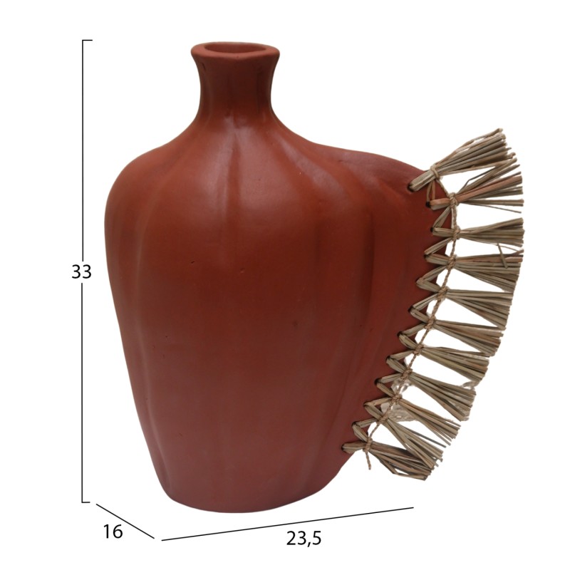 TABLE DECORATIVE VASE JEBB FK4689.08 TERRACOTA IN NATURAL & GRASS--32x15x33Hcm. TABLE DECORATIVE VASE JEBB FK4689.08 TERRACOTA IN NATURAL & GRASS--32x15x33Hcm.