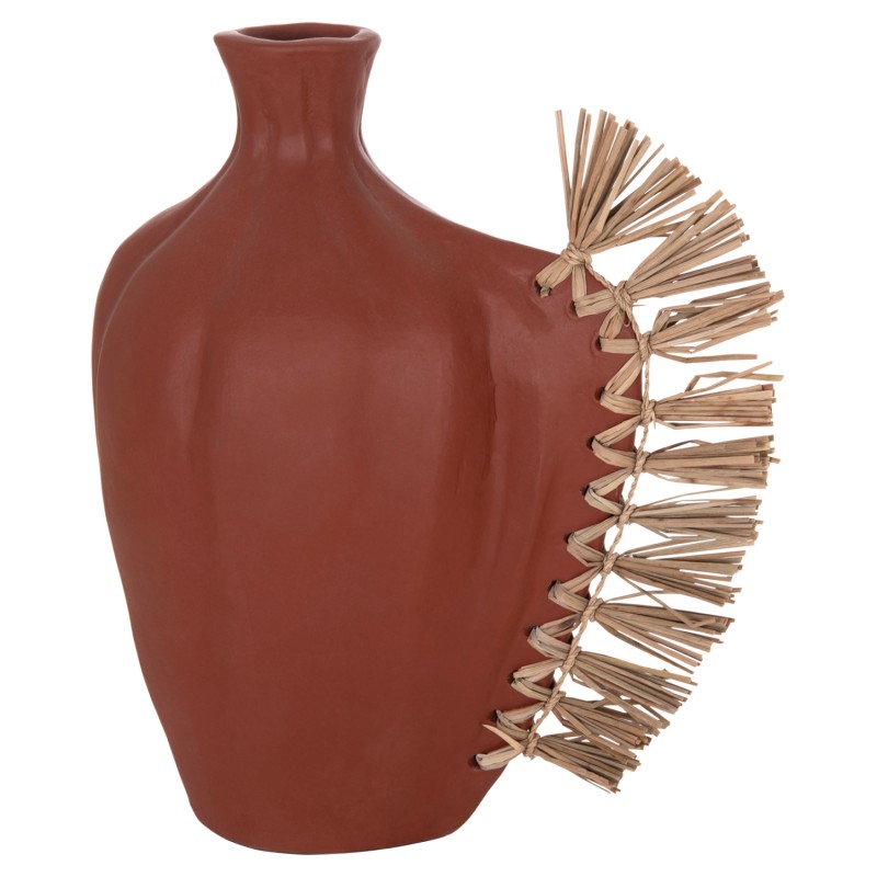 TABLE DECORATIVE VASE JEBB FK4689.08 TERRACOTA IN NATURAL & GRASS--32x15x33Hcm. TABLE DECORATIVE VASE JEBB FK4689.08 TERRACOTA IN NATURAL & GRASS--32x15x33Hcm.