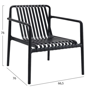 OUTDOOR LOUNGE ARMCHAIR MALEN FK6626.02 BLACK POLYPROPYLENE 67x75x75Hcm