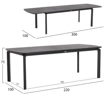 OUTDOOR 6-SEAT DINING SET ELARA FK10726.01 GREY ALUMINUM-EXTENDABLE DINING TABLE