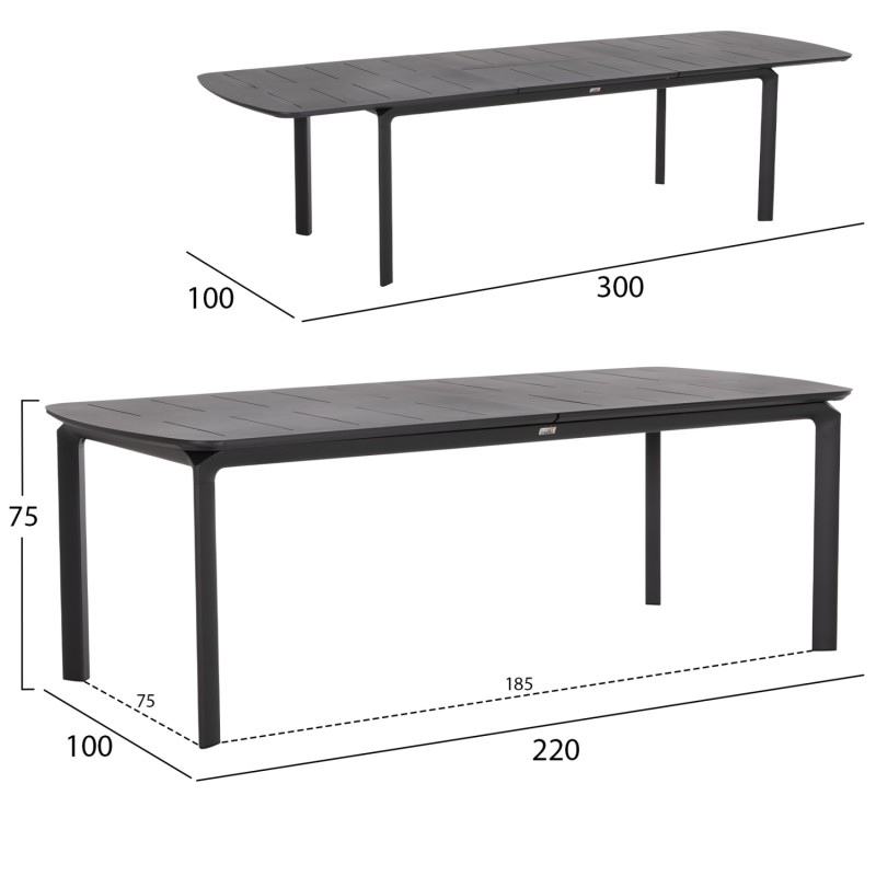 OUTDOOR 6-SEAT DINING SET ELARA FK10726.01 GREY ALUMINUM-EXTENDABLE DINING TABLE
