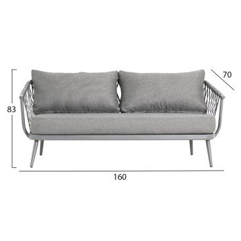 OUTDOOR LOUNGE SET 4-SEAT WILLA FK6505.01 ALUMINUM-ROPE-CUSHIONS IN GREY OUTDOOR LOUNGE SET 4-SEAT WILLA FK6505.01 ALUMINUM-ROPE-CUSHIONS IN GREY