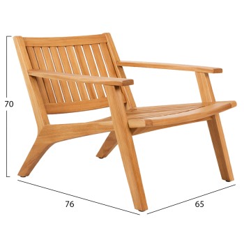 LOUNGE ARMCHAIR ARANIA FK6617 TEAK WOOD IN NATURAL 59x65x69Hcm.
