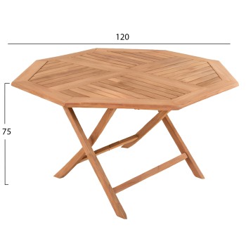 OUTDOOR FOLDABLE POLYGON DINING TABLE KARLIN FK6618 TEAK WOOD-NATURAL COLOR 120x120x75Hcm