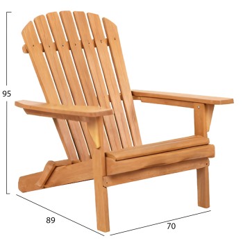 LOUNGE ARMCHAIR FOLDABLE SKALL FK6619 TEAK WOOD IN NATURAL COLOR 70.5x85x92Hcm