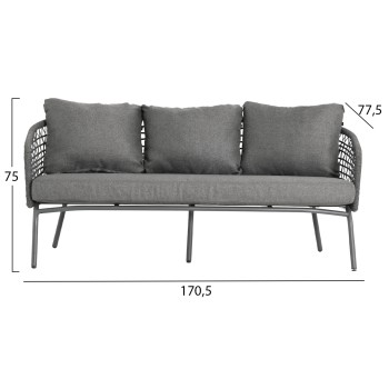 OUTDOOR LOUNGE SET 5-SEAT ELOWEN FK6508.01 ALUMINUM-ROPE-CUSHIONS---GREY OUTDOOR LOUNGE SET 5-SEAT ELOWEN FK6508.01 ALUMINUM-ROPE-CUSHIONS---GREY