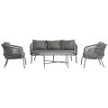 OUTDOOR LOUNGE SET 5-SEAT ELOWEN FK6508.01 ALUMINUM-ROPE-CUSHIONS---GREY