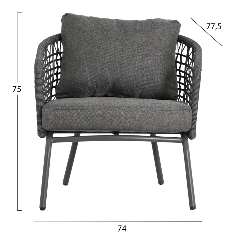 OUTDOOR LOUNGE SET 5-SEAT ELOWEN FK6508.01 ALUMINUM-ROPE-CUSHIONS---GREY