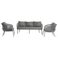 OUTDOOR LOUNGE SET 5-SEAT ELOWEN FK6508.01 ALUMINUM-ROPE-CUSHIONS---GREY