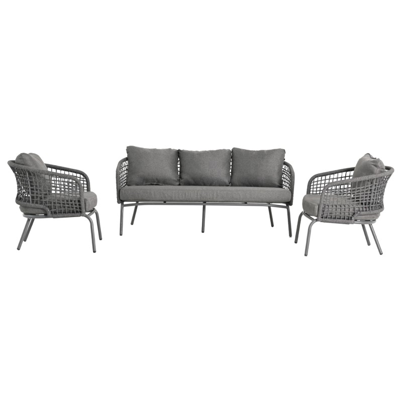 OUTDOOR LOUNGE SET 5-SEAT ELOWEN FK6508.01 ALUMINUM-ROPE-CUSHIONS---GREY
