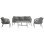 OUTDOOR LOUNGE SET 5-SEAT ELOWEN FK6508.01 ALUMINUM-ROPE-CUSHIONS---GREY