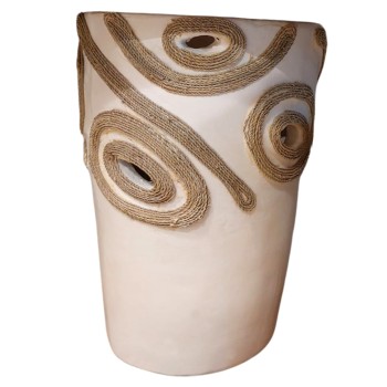 TABLE DECORATIVE VASE DEAN FK4677.02L TERRACOTA IN CREAM WHITE--Φ22x33Hcm.