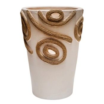 TABLE DECORATIVE VASE DEAN FK4677.02S TERRACOTA IN CREAM WHITE--Φ19x25Hcm.