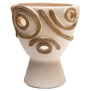 TABLE DECORATIVE VASE DEAN FK4678.02 TERRACOTA IN CREAM WHITE--Φ23x29Hcm.