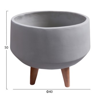 INDOOR POT QUAN FK4680.03S FIBER CEMENT IN GREY--TEAK BASE Φ37x36Hcm INDOOR POT QUAN FK4680.03S FIBER CEMENT IN GREY--TEAK BASE Φ37x36Hcm