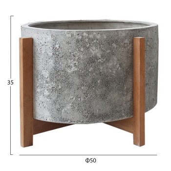 INDOOR POT HOFF FK4682.03L FIBER CEMENT IN GREY--TEAK BASE Φ50x35Hcm INDOOR POT HOFF FK4682.03L FIBER CEMENT IN GREY--TEAK BASE Φ50x35Hcm