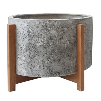 INDOOR POT HOFF FK4682.03L FIBER CEMENT IN GREY--TEAK BASE Φ50x35Hcm