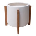 INDOOR POT HOFF FK4682.02M FIBER CEMENT IN WHITE--TEAK BASE Φ40x39Hcm INDOOR POT HOFF FK4682.02M FIBER CEMENT IN WHITE--TEAK BASE Φ40x39Hcm