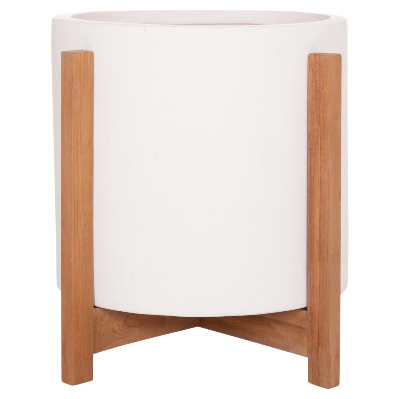 INDOOR POT HOFF FK4682.02M FIBER CEMENT IN WHITE--TEAK BASE Φ40x39Hcm INDOOR POT HOFF FK4682.02M FIBER CEMENT IN WHITE--TEAK BASE Φ40x39Hcm