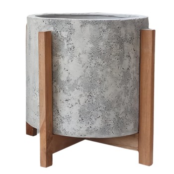 INDOOR POT HOFF FK4682.03M FIBER CEMENT IN GREY--TEAK BASE Φ40x39Hcm