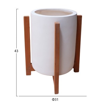 INDOOR POT HOFF FK4682.02S FIBER CEMENT IN WHITE--TEAK BASE Φ33x42Hcm INDOOR POT HOFF FK4682.02S FIBER CEMENT IN WHITE--TEAK BASE Φ33x42Hcm