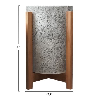 INDOOR POT HOFF FK4682.03S FIBER CEMENT IN GREY--TEAK BASE Φ33x42Hcm INDOOR POT HOFF FK4682.03S FIBER CEMENT IN GREY--TEAK BASE Φ33x42Hcm