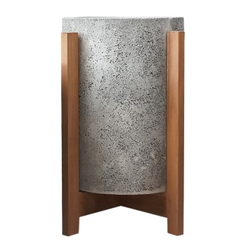 INDOOR POT HOFF FK4682.03S FIBER CEMENT IN GREY--TEAK BASE Φ33x42Hcm
