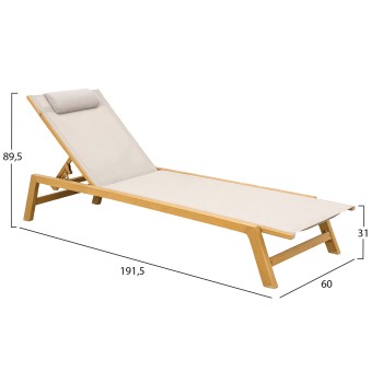 ALUMINUM SUNBED WITH HEADREST RABIA FK5982.05 IN HEAT TRANSFER COLOR & BEIGE 188x60x30Hcm. ALUMINUM SUNBED WITH HEADREST RABIA FK5982.05 IN HEAT TRANSFER COLOR & BEIGE 188x60x30Hcm.