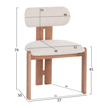 DINING CHAIR KARVO FK18252.01 FABRIC IN BEIGE--BEECH WOOD 57x50x79Hcm.