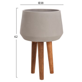 INDOOR POT QUAN FK4680.03L FIBER CEMENT IN GREY--TEAK BASE Φ38x62Hcm INDOOR POT QUAN FK4680.03L FIBER CEMENT IN GREY--TEAK BASE Φ38x62Hcm