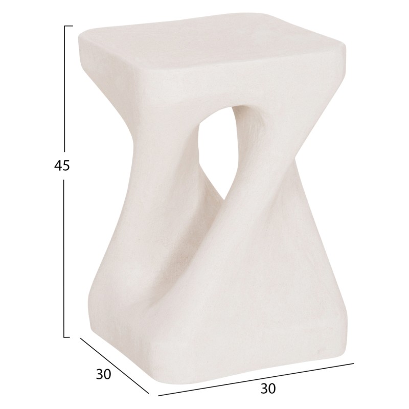 SQUARE STOOL SANTORINI FK18337 POLYRESIN--OFF WHITE 30x30x45Hcm. SQUARE STOOL SANTORINI FK18337 POLYRESIN--OFF WHITE 30x30x45Hcm.