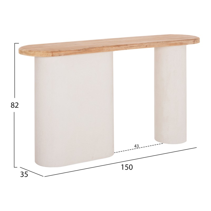 CONSOLE SANTORINI FK18338 FIR WOOD TABLETOP-MDF BASE IN OFF-WHITE 150x35x82Hcm.
