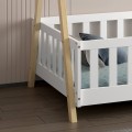 BED WITH RAILINGS MUNK FK21325 PINE WOOD IN NATURAL WOOD/WHITE COLOR--WITH MATTRESS 90x190cm
