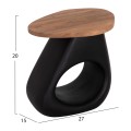 SIDE TABLE AIDA FK4692.01 FIBER CEMENT IN BLACK--TEAK WOOD TOP 47x60x59Hcm.
