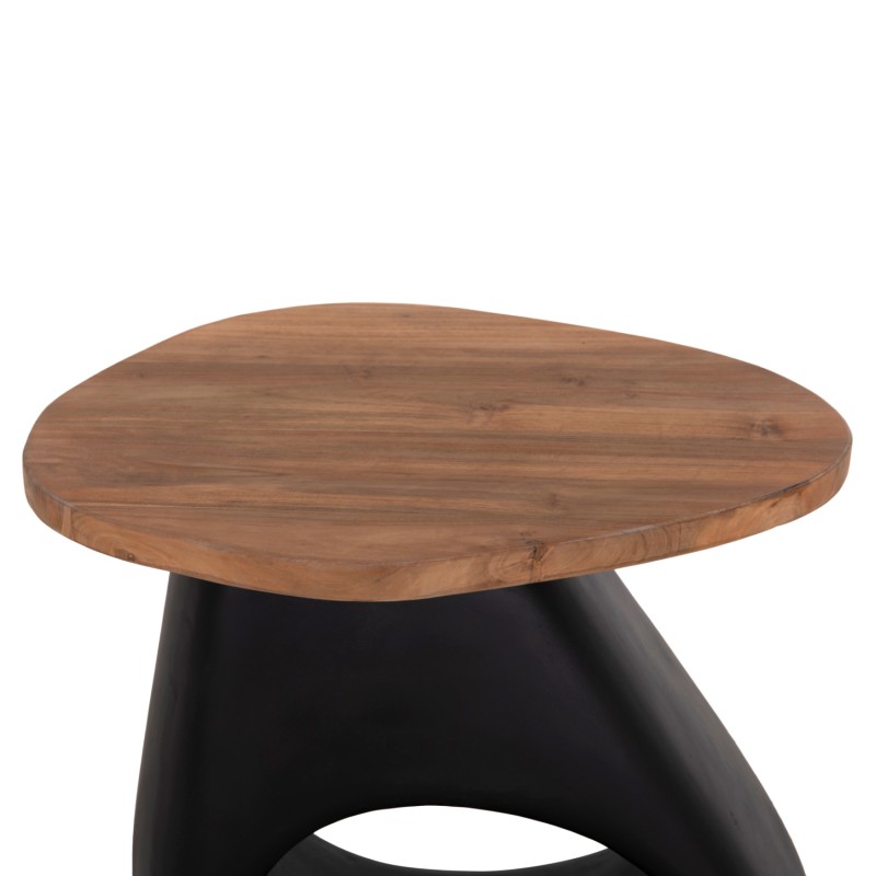 SIDE TABLE AIDA FK4692.01 FIBER CEMENT IN BLACK--TEAK WOOD TOP 47x60x59Hcm.