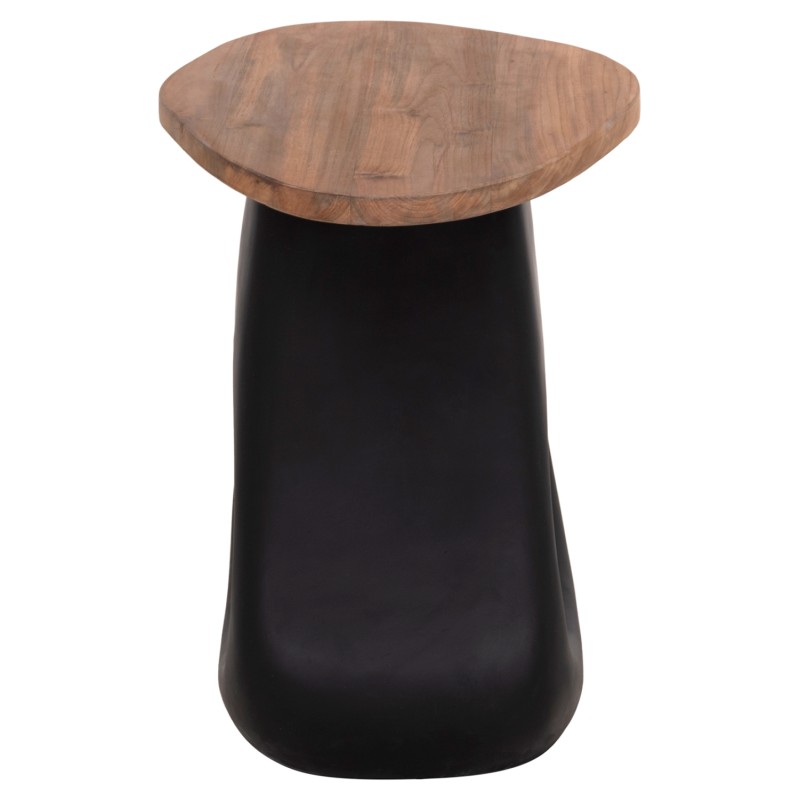 SIDE TABLE AIDA FK4692.01 FIBER CEMENT IN BLACK--TEAK WOOD TOP 47x60x59Hcm.