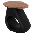 SIDE TABLE AIDA FK4692.01 FIBER CEMENT IN BLACK--TEAK WOOD TOP 47x60x59Hcm.
