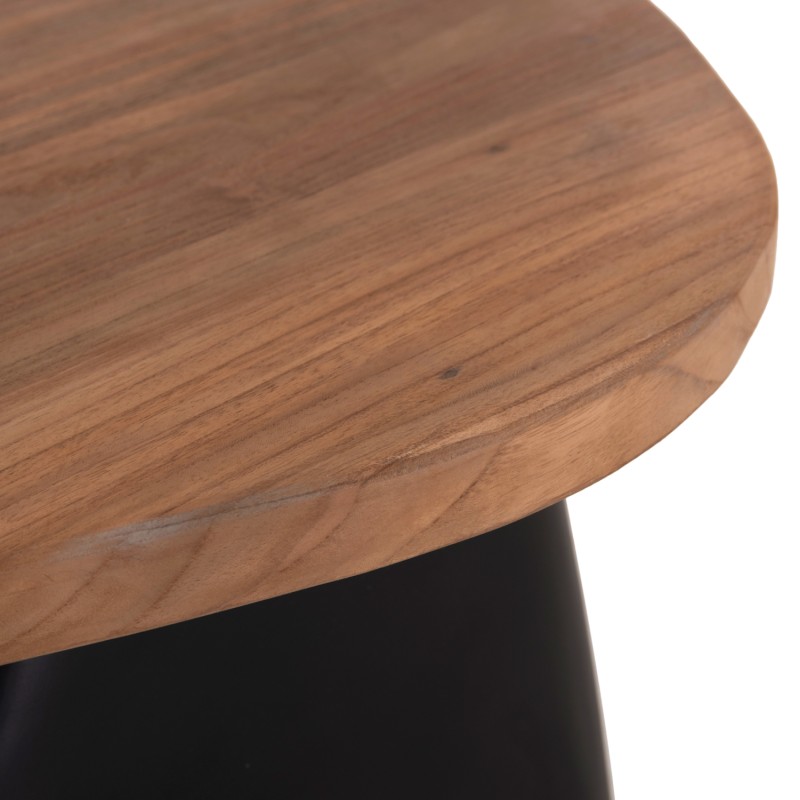 SIDE TABLE AIDA FK4692.01 FIBER CEMENT IN BLACK--TEAK WOOD TOP 47x60x59Hcm.