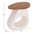 SIDE TABLE AIDA FK4692.02 FIBER CEMENT IN WHITE--TEAK WOOD TOP 47x60x59Hcm. SIDE TABLE AIDA FK4692.02 FIBER CEMENT IN WHITE--TEAK WOOD TOP 47x60x59Hcm.